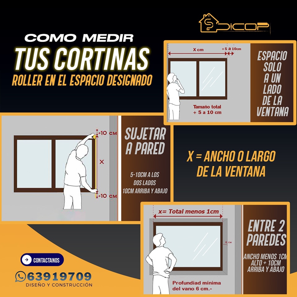 Instrucciones para tomar medidas de cortinas